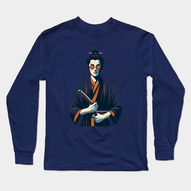 Blue Eye Samurai - Retro Vintage Art Long Sleeve T-Shirt by Retro Travel Design